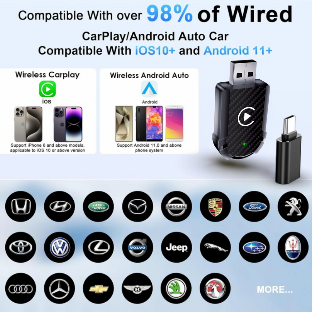 2 in 1 Android Auto Wireless Adapter & Wireless CarPlay Adapter 2024 2 in 1 Android Auto Wireless Adapter & Wireless CarPlay Adapter 2024